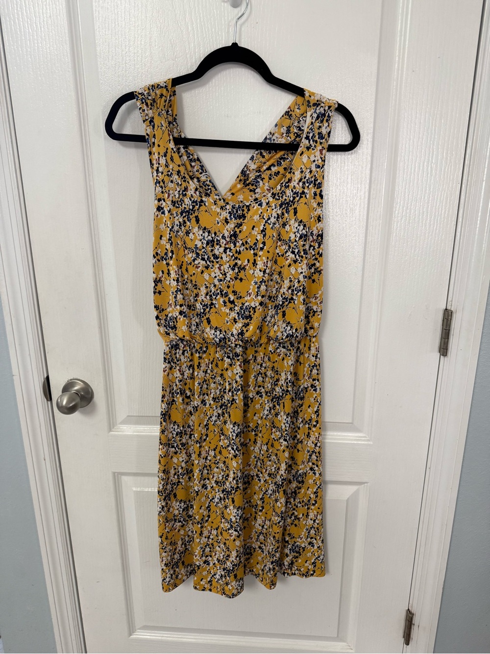 Kaileigh Mustard Floral V-Neck Midi Dress